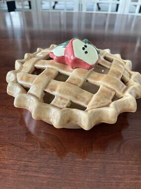Vintage Ceramic Apple Pie Potpourri Keeper Lattice Lid Country Cottagecore Decor
